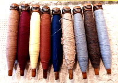 11 Vintage Wooden Spools Textile Mill Thread Bobbins Spindles (ruth5522) - Image 1 of 4
