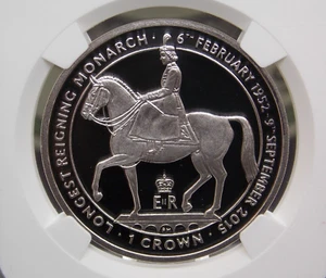 2015 Isle of Man Crown QEII PROOF *Longest Reigning MONARCH* NGC PF69 UC #076 - Picture 1 of 5