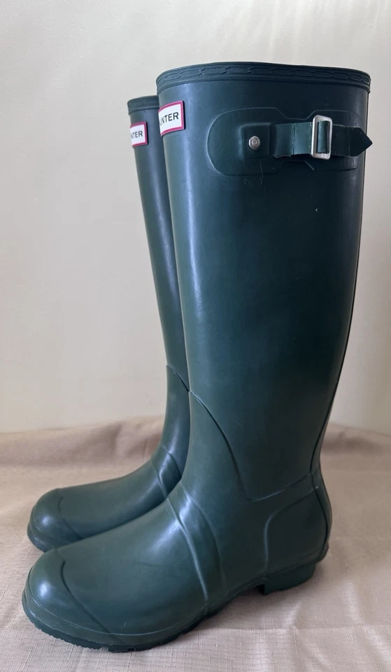 Hunter Original Tall Knee High Green Barn Rain Boot Women 10 Men 9 - Image 1 of 4