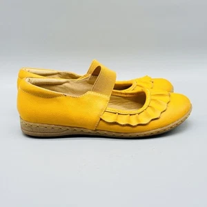 Livie & Luca Shoes Girls 1Y Yellow Mary Jane Leather Ruffle Flats Comfort Kids - Picture 1 of 13