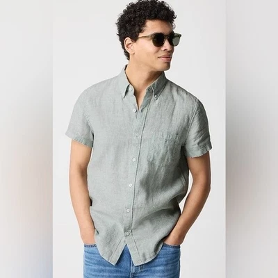 J. Crew Factory Men's Short Sleeve Linen-Blend Shirt, Size Medium - Image 1 of 4