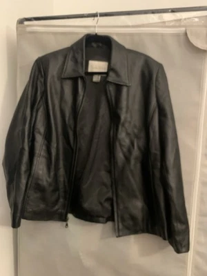 Studio Works черная кожаная куртка размер большой повседневный бизнес пальто - Изображение 1 из 4