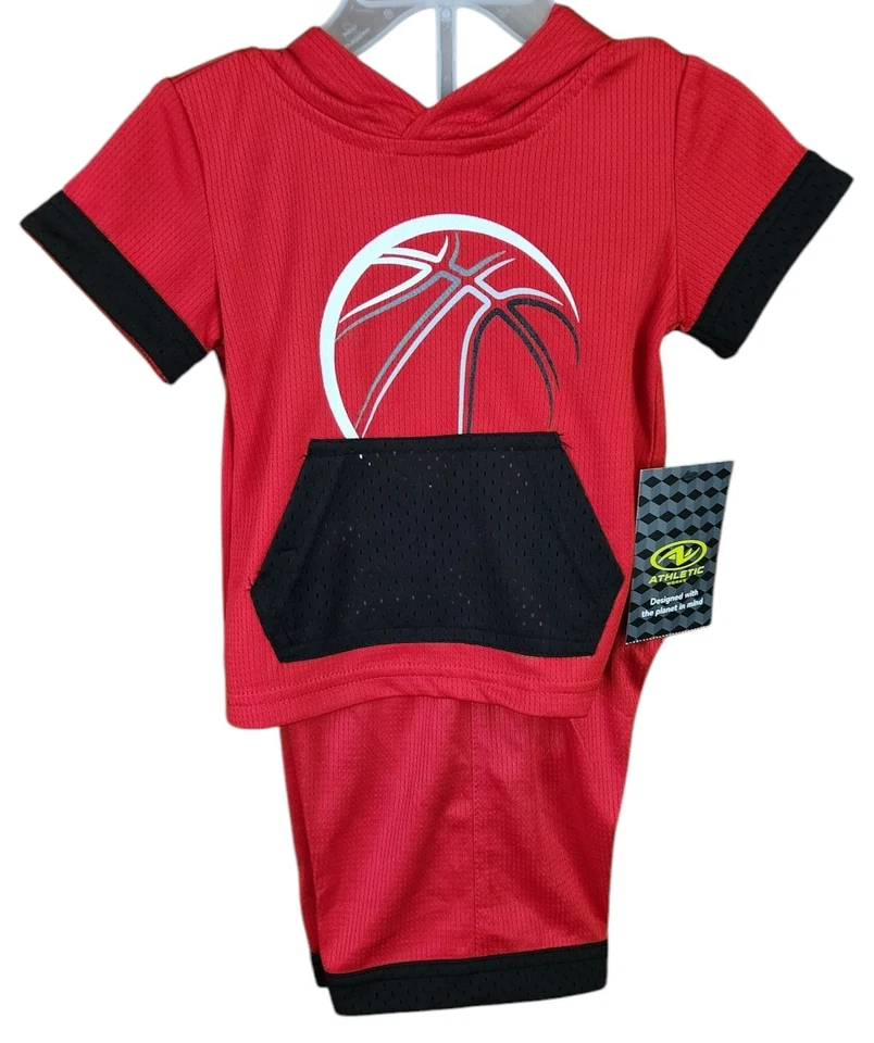Conjunto de sudadera con capucha y pantalones cortos de baloncesto para bebé niño Athletic Works de 12 meses rojo y negro Foto 1 de 1