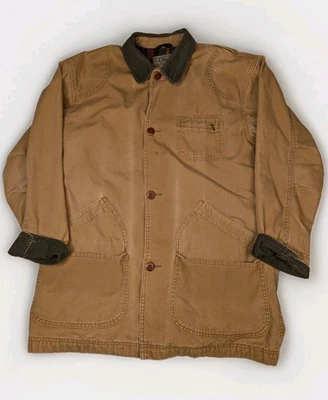 Abrigo de Colección LL BEAN Pato Tareas Forrado Liso Cuello de Pana Para Hombres Grande Lona Tostado Foto 1 de 4