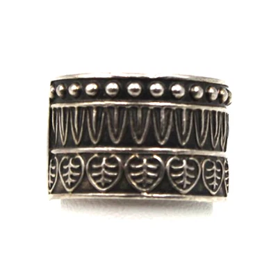 Christofle France Sterling Silver 925 Textured Ring 14mm Wide Band Size 7.25 - Image 1 of 4