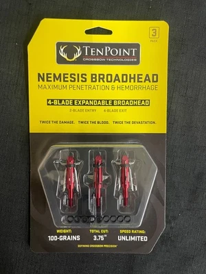 TenPoint Nemesis 4 Blade Expandable Crossbow Broadhead 3 Pack BRAND NEW - Image 1 of 4