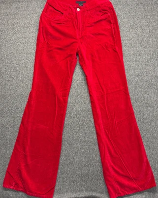 Pantalones limitados de colección para mujer 4 terciopelo rojo tiro medio acampanado Y2K Foto 1 de 4