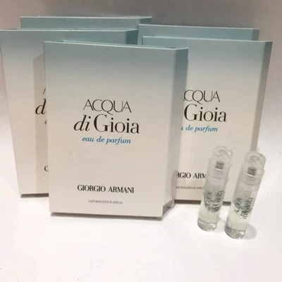 5x Giorgio Armani ACQUA di GIOIA .05 oz muestra de viaje frasco en aerosol con tarjeta Foto 1 de 3