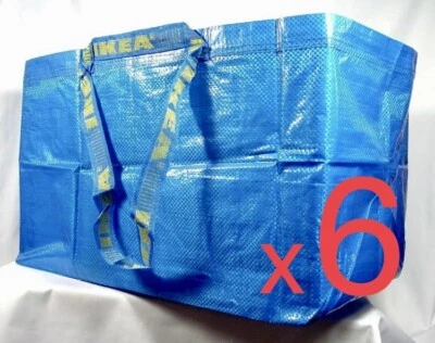 NEW LARGE SIX IKEA FRAKTA SHOPPING BAG REUSABLE LAUNDRY TOTE GROCERY STORAGE