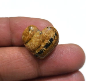 Natural Picture Jasper Heart Shape Cabochon 19.70 Crt Loose Gemstone For Jewelry - Picture 1 of 6