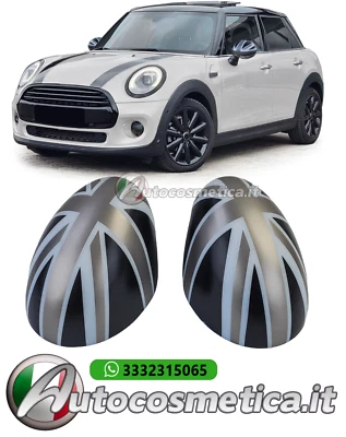 COVER CALOTTE SPECCHI UNION JACK GRIGI BANDIERA PER MINI F54 F55 F56 F57 13-18 - Immagine 1 di 4