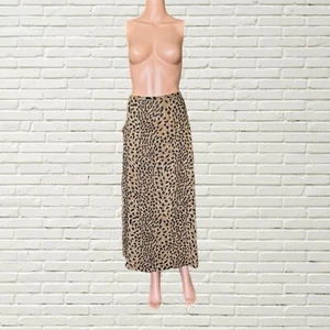 Vintage 90s Cheetah Print Maxi Skirt - Chiffon Rayon Fabric Josephine Chaus - Picture 1 of 6