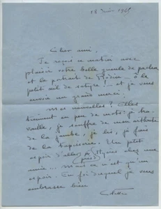 LAS Colette 1945 à Odilon Roche. Portrait de Rodin. "Ô le petit œil de satyre !" - Picture 1 of 2