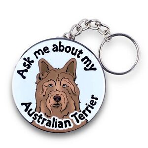 Australian Terrier Dog Keychain Key Ring Accessories Handmade 2.25" Artwork