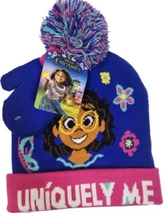 ENCANTO Disney Beanie Girls 2T-5T Winter Ski Mittens Set Mirabel Purple Pink Pom - Picture 1 of 9