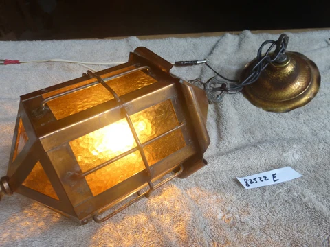 Vintage Antique Copper Brass Porch Pendant Hanging Light Fixture 82522 E Cover