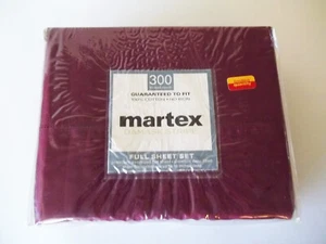 Martex Damask Stripe Full Sheet Set, Burgundy, Cotton Deep Pocket, 300 Thread Ct - Picture 1 of 6