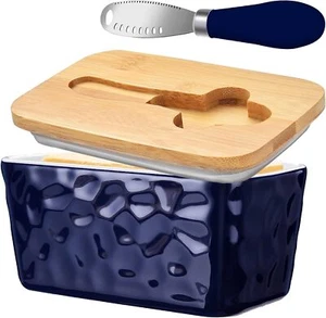 Large Butter Dish with Lid for Countertop Ceramic Butter Container with Knife... - Picture 1 of 7
