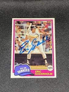 Carta Topps firmata Eric Soderholm New York Yankees 1981 #383 ~ COA - Foto 1 di 3