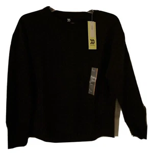 Damenpullover French Terry Rundhalsausschnitt schwarz Langarm neu mit Etikett (SMALL) UVP $ 25,00 - Bild 1 von 6