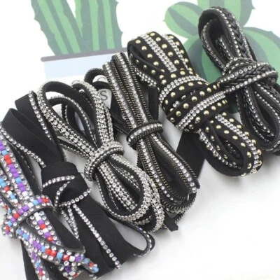 5m Faux Leather Suede Cord String with Rivet DIY Velvet Rhinestone Beading Craft - Image 1 of 4