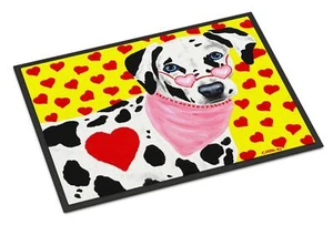 Caroline's Treasures AMB1116MAT Hearts and Dalmatian Doormat 18x27 Front Door... - Picture 1 of 6