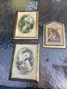 Set Of 3 Vintage Renaissance Wooden Plaque Wall Art Made In Italy Empire - Picture 1 of 10