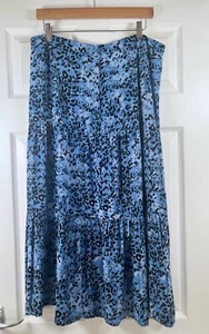 WHISTLES Blue Leopard Print Layered Midi Skirt Size 16 VGC - Picture 1 of 9