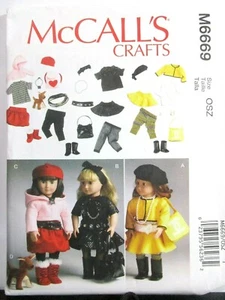 McCalls Bastelmuster 6669 Einheitsgröße 18 Zoll Puppenkleidung Zubehör & Hund ungeschnitten 2012 - Bild 1 von 2