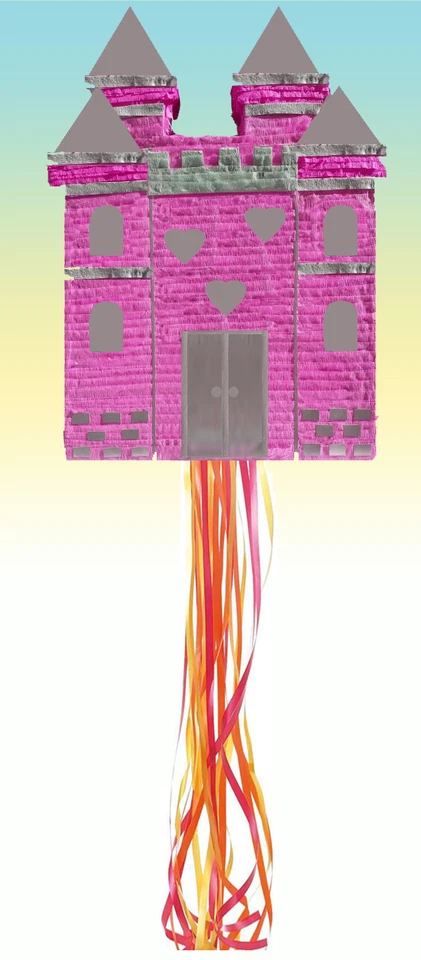  Princess Castle Piñata Pull string Hit Birthday including an optional stick - Image 1 of 4