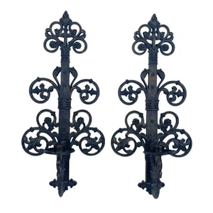 VTG Gothic Homco #4776 Mid Century Mod Decorative Wall Sconce Pair 21 in tall - Picture 1 of 9