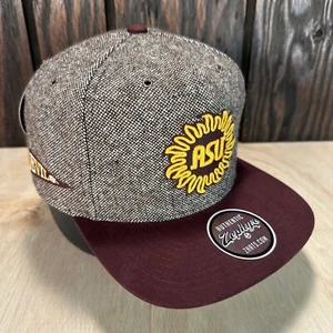 Zephyr NCAA Arizona State Sun Devils Snapback Hat Cap NWT ASU Tweed Flat Bill - Picture 1 of 12