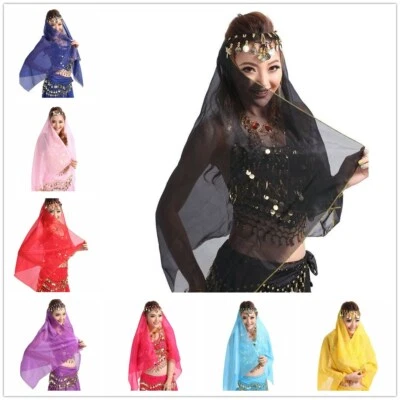 Mujeres Danza del Vientre Cabeza Velo Monedas Halloween Tocados Danza India Accesorio Foto 1 de 4