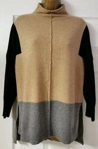 M&S AUTOGRAPH Colour Block PURE CASHMERE Long Jumper in Camel Mix UK L, M, S