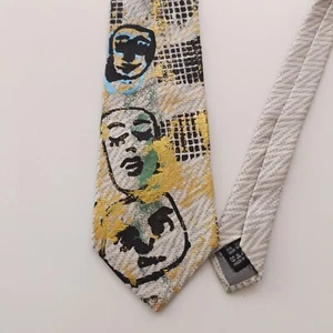 KARL LAGERFELD ITALIAN SILK Tie CUSTOMISED by PAUL McNEIL - Hand Painted UNIQUE - Picture 1 of 12