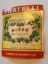 Fratelli -  Italian Vermouth Rosso - 30% Proof -  Bottle Label 1960's