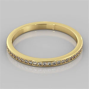 0.20 Ct Round Real Diamond Engagement Eternity Band 18K Yellow Gold Ring Size 5 - Picture 1 of 4