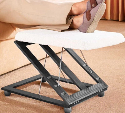 LIVIVO BLACK FOOT STOOL FOOTREST COMFORTABLE HEIGHT ANGLE ADJUSTABLE LEG REST - Image 1 of 4