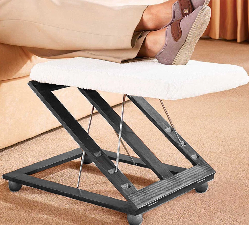 LIVIVO BLACK FOOT STOOL FOOTREST COMFORTABLE HEIGHT ANGLE ADJUSTABLE LEG REST - Image 1 of 4