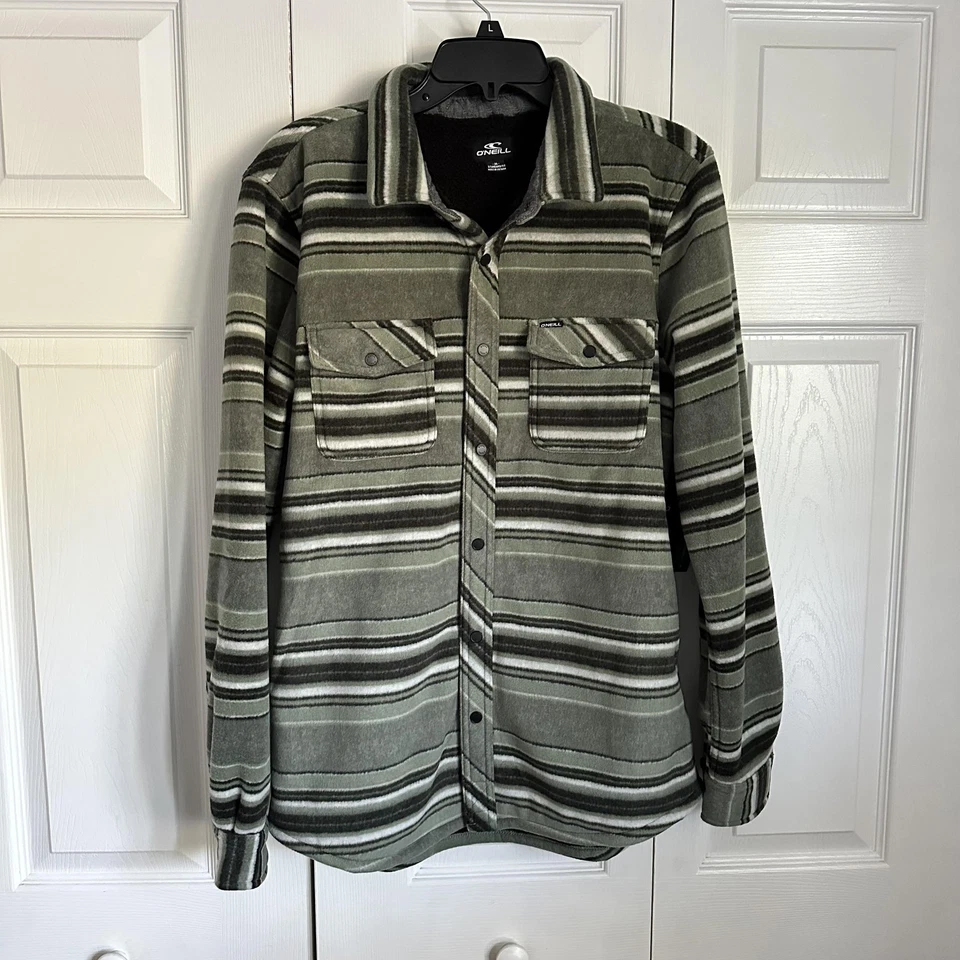 Chaqueta Camisa O'Neill Para Hombres M Abeto Super Vellón A Presión Frontal Chaqueta Rayas Nueva con Etiquetas Foto 1 de 4