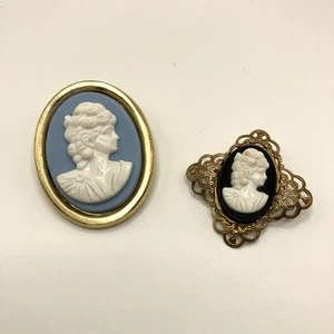 Bintage costume jewelry Cameo Brooch lot of 2 - Picture 1 of 6