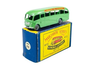 Matchbox Moko Lesney No. 21b GPW Bedford Duple Luxury Coach w/B3 Style Box - Picture 1 of 12