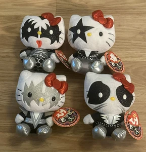 Hello Kitty KISS TY Plush Rock & Roll Stuffed Animal Collection Plush Set Of 4 - Picture 1 of 8