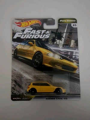 Hot Wheels Honda Civic EG- Fast And Furious 4/5. Yellow- In Protector Case - Image 1 of 4
