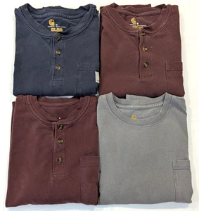 Lot Carhartt Men's 3 Henley &  1 Graphic  Shirts Size M Very Distressed Grunge - Picture 1 of 8