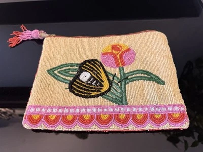 Anthropologie x Anisa Makhoul Top-Zip Beaded Pouch/Clutch/Bag ✨Butterfly & Sun✨ - Image 1 of 4