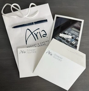 👻 ARIA HOTEL & CASINO Las Vegas Room Directory, Notepad, Pen & Gift Bag- NEW! - Picture 1 of 8