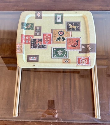 Vintage 1950's Folding Fiberglass TV Trays Folk Art Americana Set Of 3 - Image 1 of 4