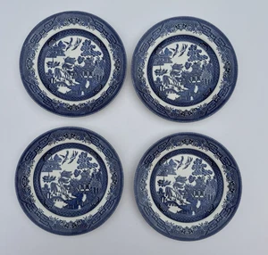 Churchill Blue Willow Set Of 4 8” Salad Plate - Made In England - Picture 1 of 6