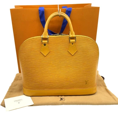 Auténtico bolso de mano Louis Vuitton Epi amarillo Alma PM M52149 con bolsa de papel/polvo SK100717 Foto 1 de 4